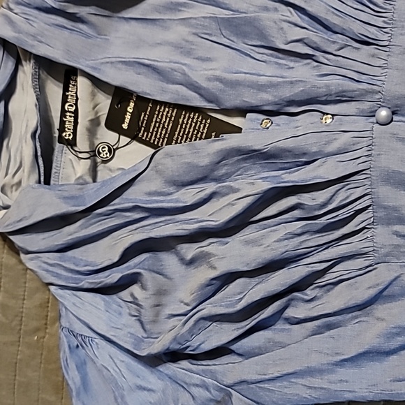 Victorian style short sleeve blue women's size medium blouse - Picture 5 of 9